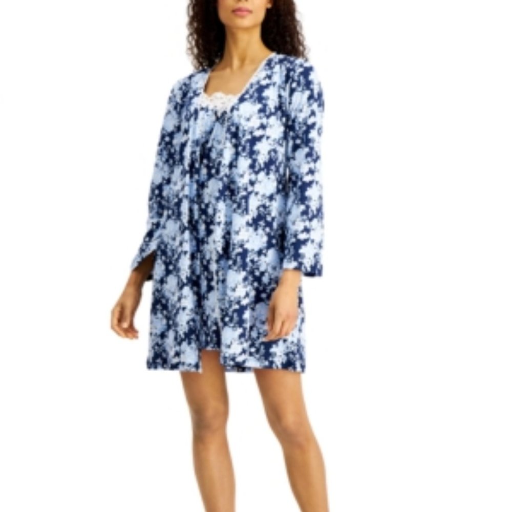 Charter Club Lace-Trim Floral-Print Chemise XS